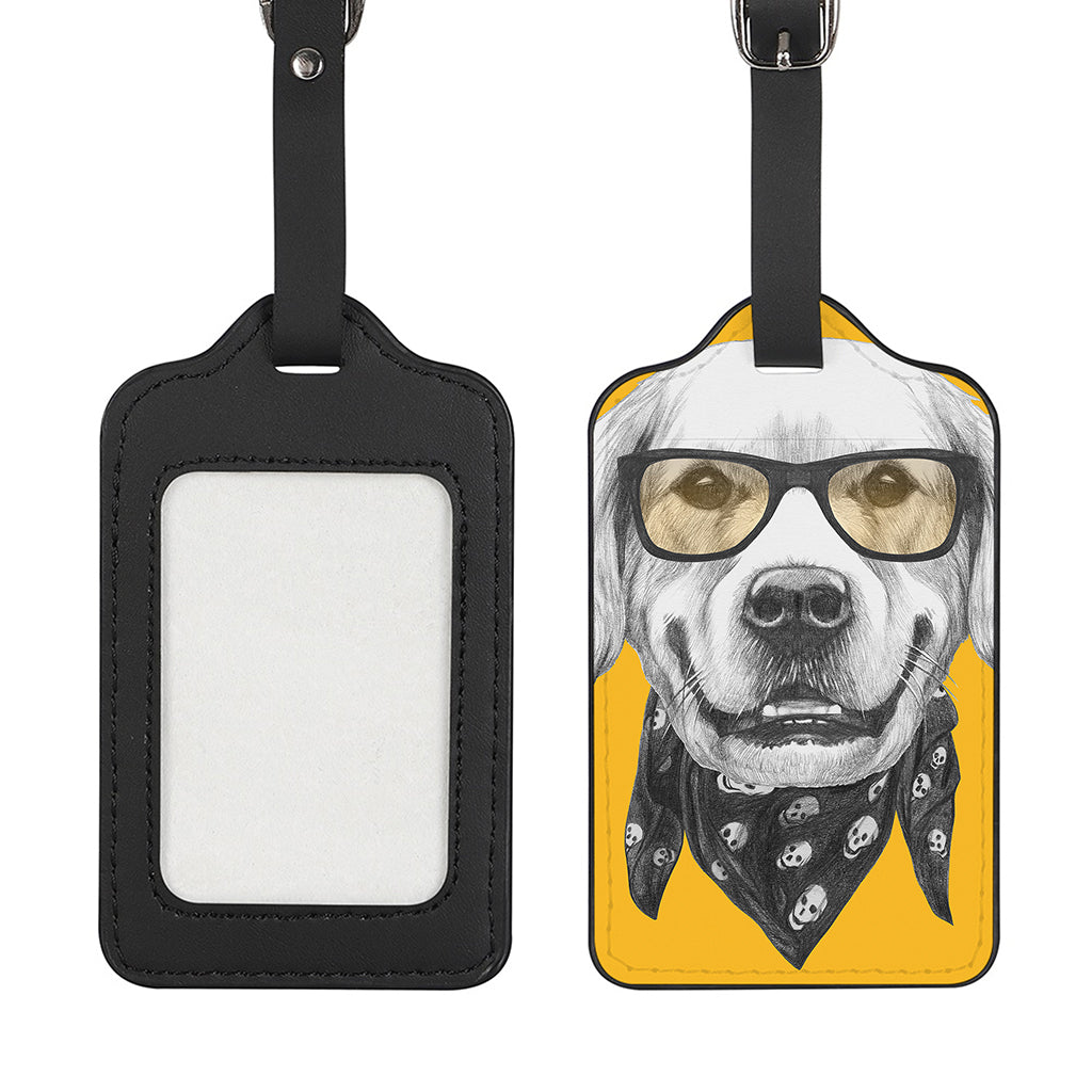 Golden Retriever With Glasses Print Luggage Tag