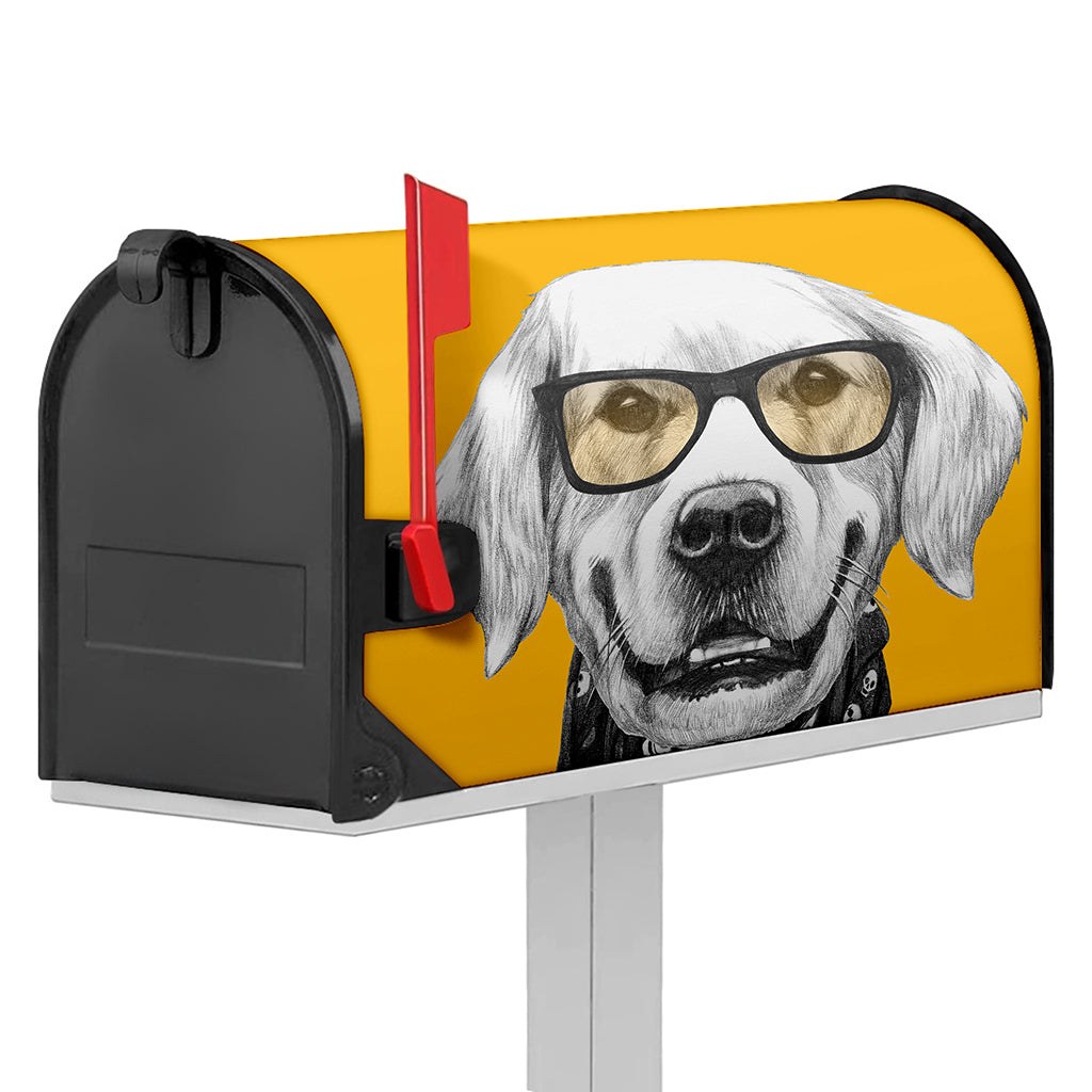 Golden Retriever With Glasses Print Mailbox Cover