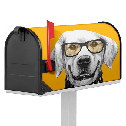 Golden Retriever With Glasses Print Mailbox Cover