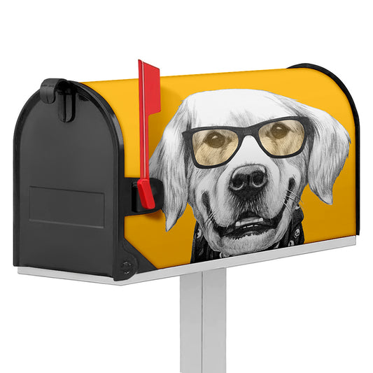 Golden Retriever With Glasses Print Mailbox Cover