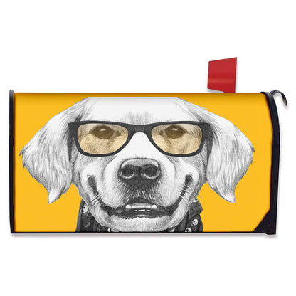 Golden Retriever With Glasses Print Mailbox Cover