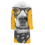 Golden Retriever With Glasses Print Men's Bathrobe