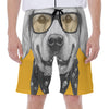 Golden Retriever With Glasses Print Men's Beach Shorts