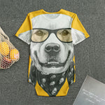 Golden Retriever With Glasses Print Men's Bodysuit