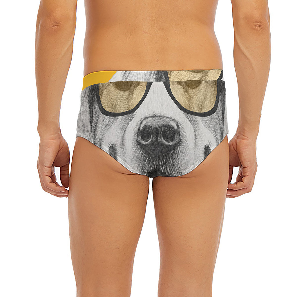 Golden Retriever With Glasses Print Men's Briefs
