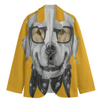 Golden Retriever With Glasses Print Men's Cotton Blazer