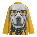 Golden Retriever With Glasses Print Men's Cotton Blazer