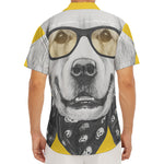 Golden Retriever With Glasses Print Men's Deep V-Neck Shirt