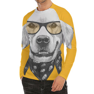 Golden Retriever With Glasses Print Men's Long Sleeve Rash Guard