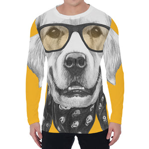 Golden Retriever With Glasses Print Men's Long Sleeve T-Shirt