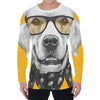 Golden Retriever With Glasses Print Men's Long Sleeve T-Shirt