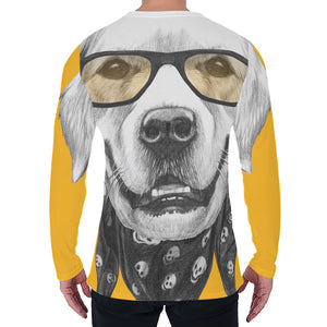 Golden Retriever With Glasses Print Men's Long Sleeve T-Shirt