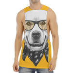 Golden Retriever With Glasses Print Men's Muscle Tank Top