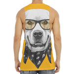 Golden Retriever With Glasses Print Men's Muscle Tank Top