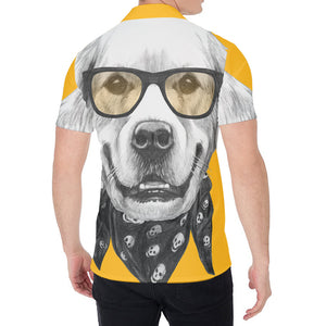 Golden Retriever With Glasses Print Men's Shirt