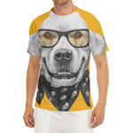 Golden Retriever With Glasses Print Men's Short Sleeve Rash Guard