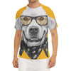 Golden Retriever With Glasses Print Men's Short Sleeve Rash Guard