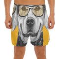 Golden Retriever With Glasses Print Men's Split Running Shorts