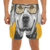 Golden Retriever With Glasses Print Men's Split Running Shorts