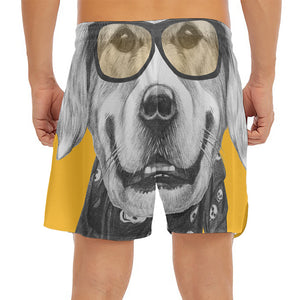 Golden Retriever With Glasses Print Men's Split Running Shorts