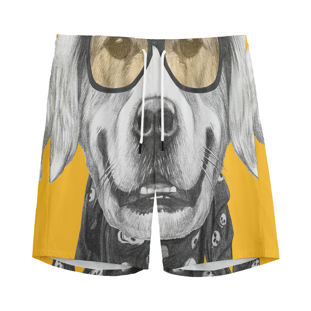 Golden Retriever With Glasses Print Men's Sports Shorts