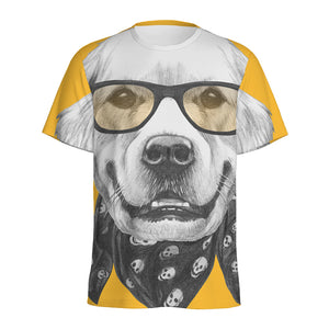 Golden Retriever With Glasses Print Men's Sports T-Shirt