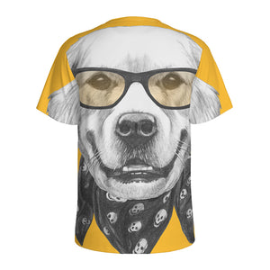 Golden Retriever With Glasses Print Men's Sports T-Shirt