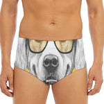 Golden Retriever With Glasses Print Men's Triangle Swim Briefs