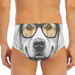 Golden Retriever With Glasses Print Men's Triangle Swim Briefs