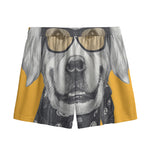 Golden Retriever With Glasses Print Mesh Shorts