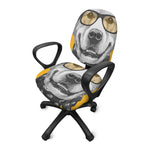 Golden Retriever With Glasses Print Office Chair Cover