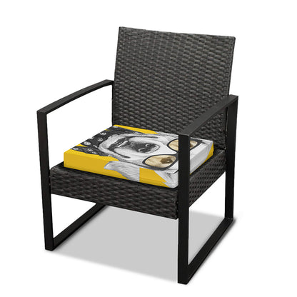 Golden Retriever With Glasses Print Outdoor Seat Cushion Cover