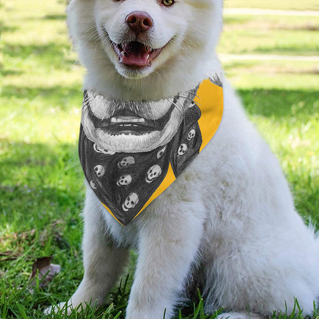 Golden Retriever With Glasses Print Over The Collar Dog Bandana