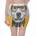 Golden Retriever With Glasses Print Pencil Mini Skirt