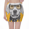 Golden Retriever With Glasses Print Pencil Mini Skirt