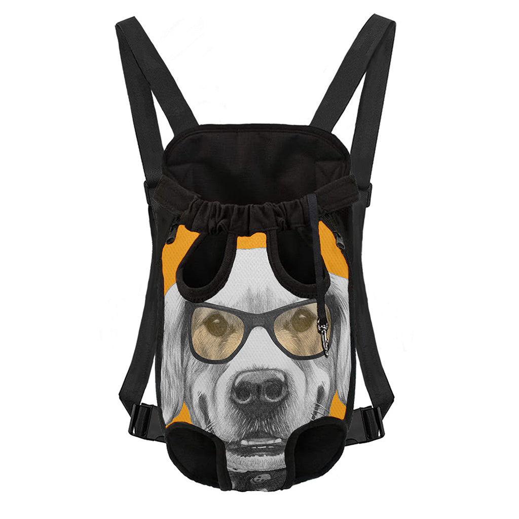 Golden Retriever With Glasses Print Pet Carrier Backpack