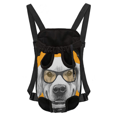 Golden Retriever With Glasses Print Pet Carrier Backpack