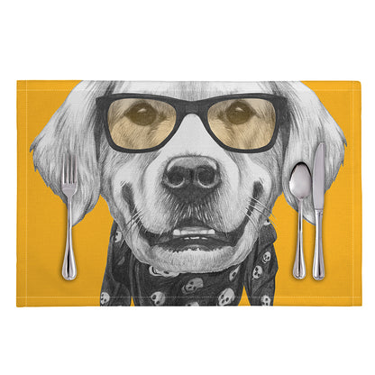 Golden Retriever With Glasses Print Placemat