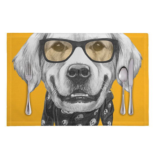 Golden Retriever With Glasses Print Placemat