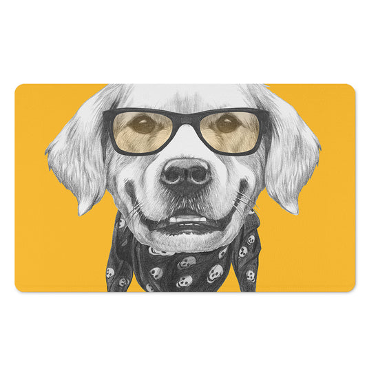 Golden Retriever With Glasses Print Polyester Doormat