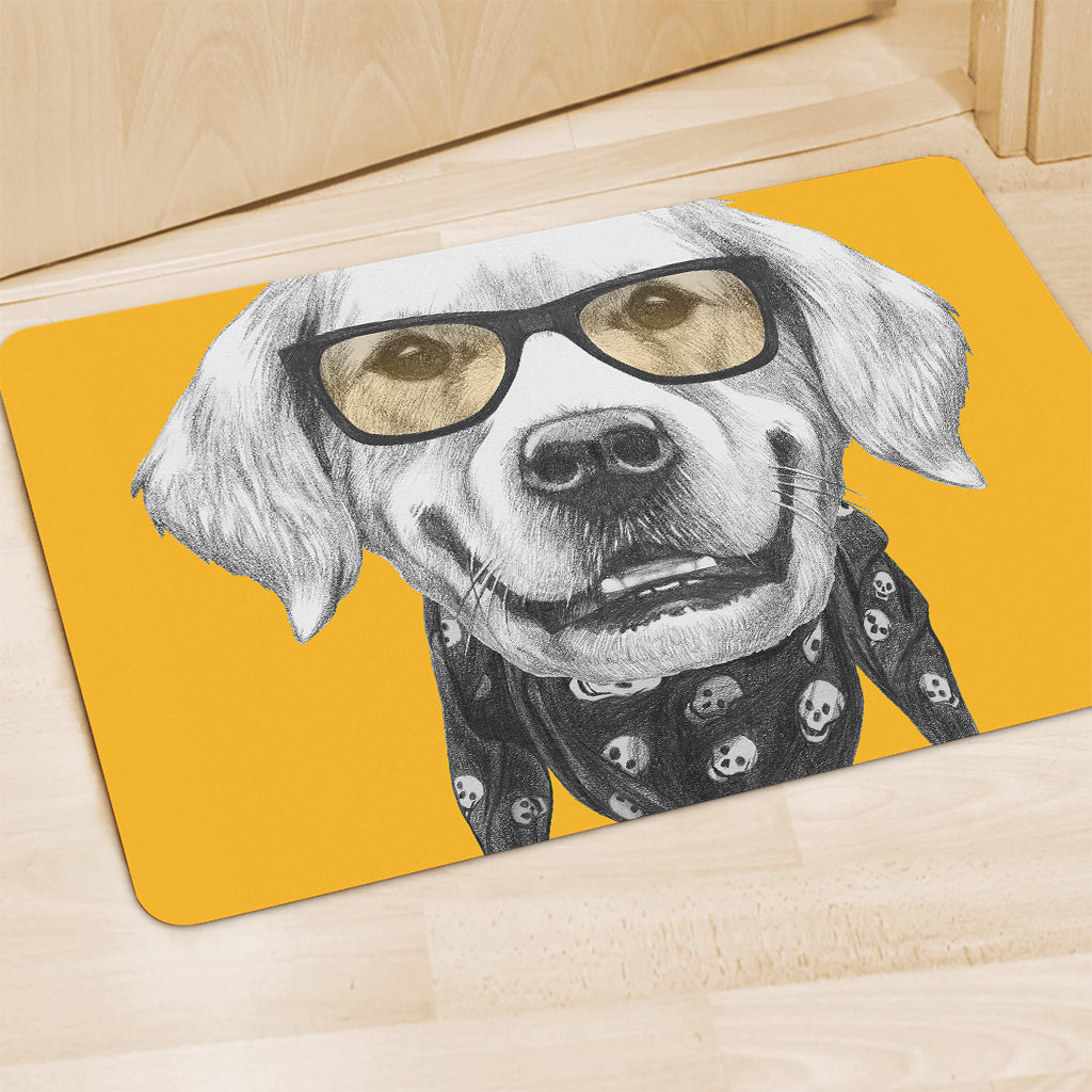 Golden Retriever With Glasses Print Polyester Doormat
