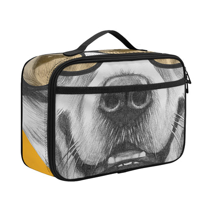 Golden Retriever With Glasses Print Portable Lunch Bag