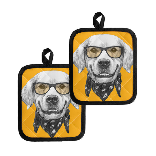 Golden Retriever With Glasses Print Pot Holders