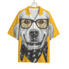 Golden Retriever With Glasses Print Rayon Hawaiian Shirt