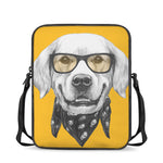 Golden Retriever With Glasses Print Rectangular Crossbody Bag