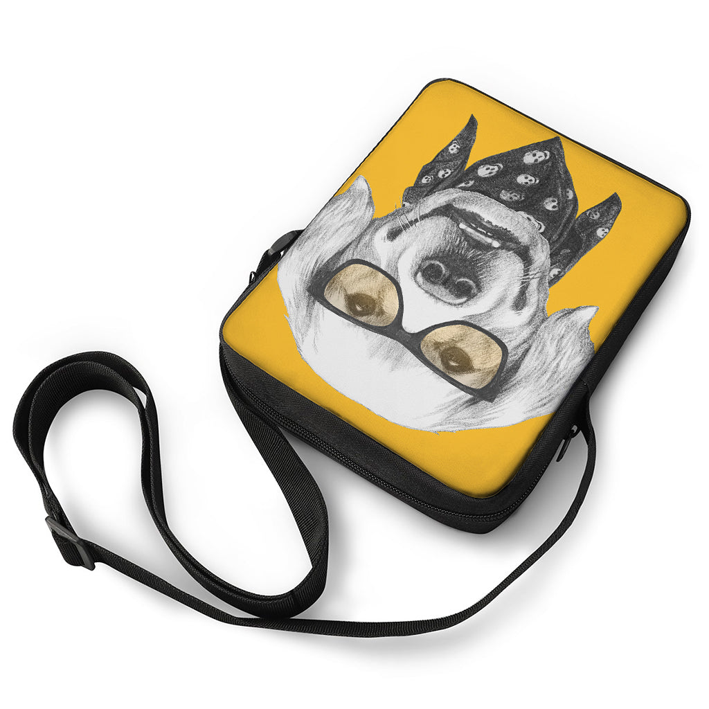 Golden Retriever With Glasses Print Rectangular Crossbody Bag