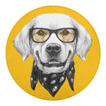 Golden Retriever With Glasses Print Round Blanket