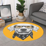 Golden Retriever With Glasses Print Round Rug