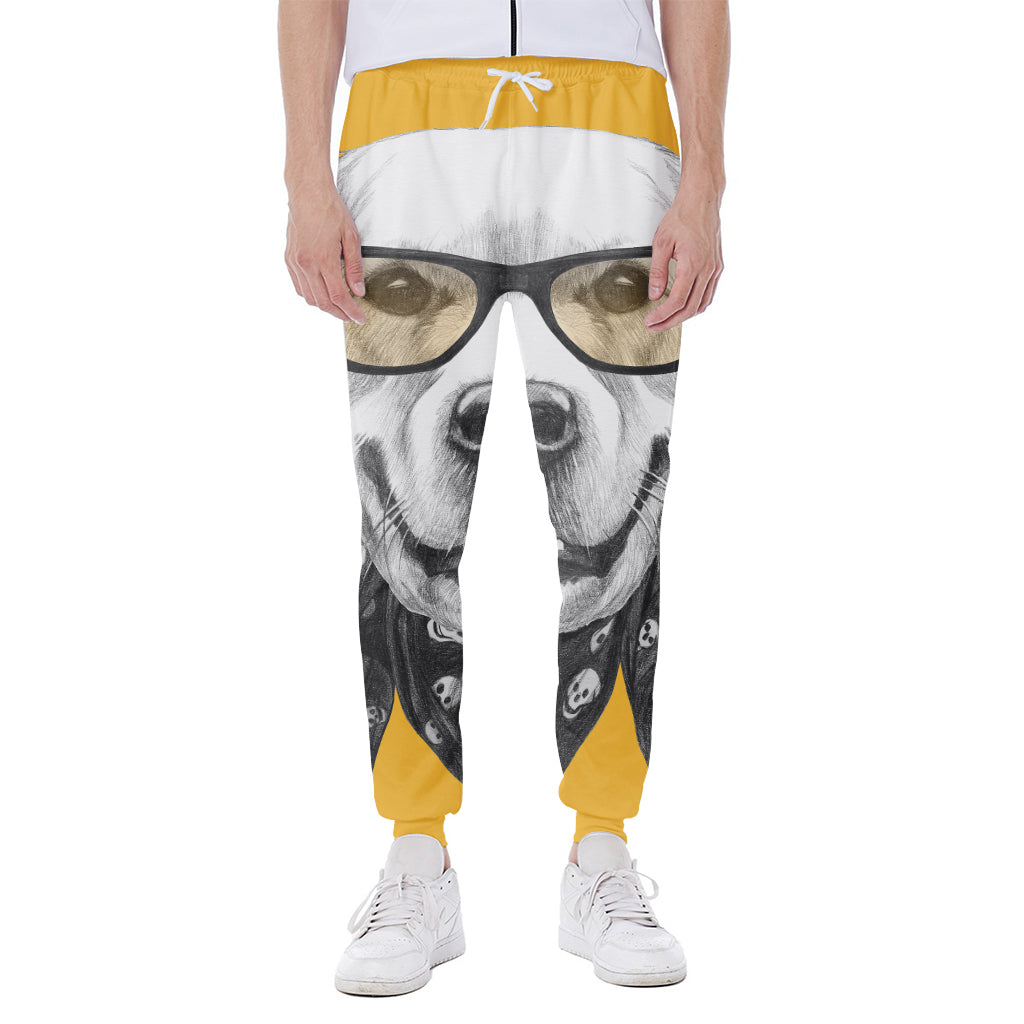 Golden Retriever With Glasses Print Scuba Joggers