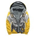 Golden Retriever With Glasses Print Sherpa Lined Zip Up Hoodie